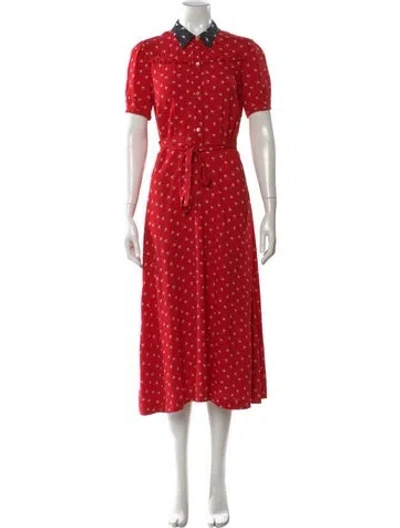 Pre-owned Miu Miu 2016 Midi Length Dress In Red