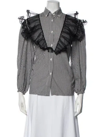 Pre-owned Miu Miu 2016 Plaid Print Blouse In Black