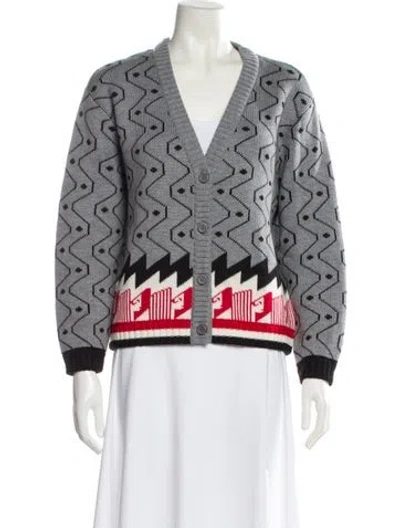 Pre-owned Miu Miu 2016 Printed Sweater In Gray