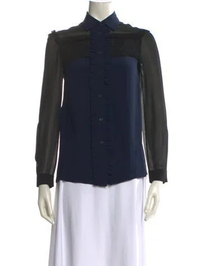 Pre-owned Miu Miu 2016 Silk Blouse In Blue