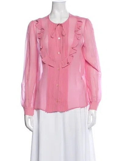 Pre-owned Miu Miu 2016 Silk Blouse In Pink