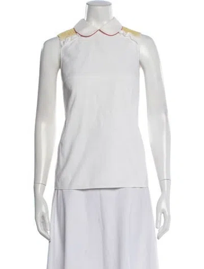 Pre-owned Miu Miu 2016 Sleeveless Top In White