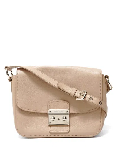 Pre-owned Miu Miu 2016-2018 Vitello Push-lock Crossbody Bag In Neutral