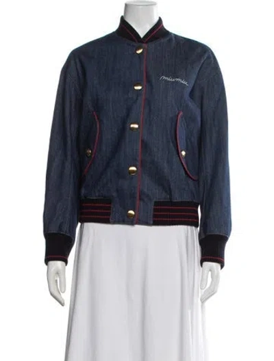 Pre-owned Miu Miu 2017 Bomber Jacket In Blue