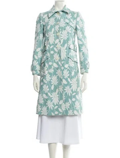 Pre-owned Miu Miu 2017 Floral Print Coat In Blue