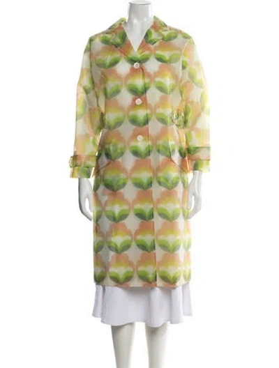 Pre-owned Miu Miu 2017 Floral Print Coat W/ Tags In Green/orange/yellow