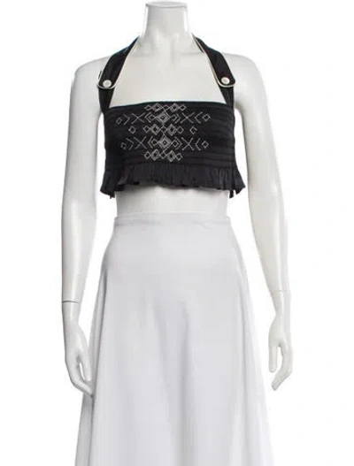 Pre-owned Miu Miu 2017 Halterneck Crop Top In Black