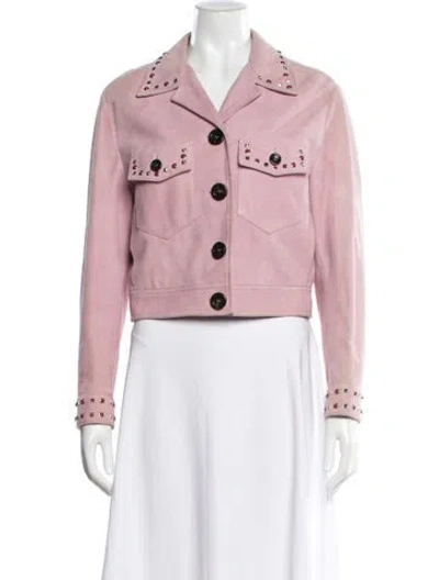 Pre-owned Miu Miu 2017 Leather Jacket In Pink
