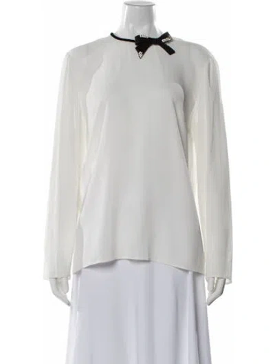 Pre-owned Miu Miu 2017 Long Sleeve Blouse In White