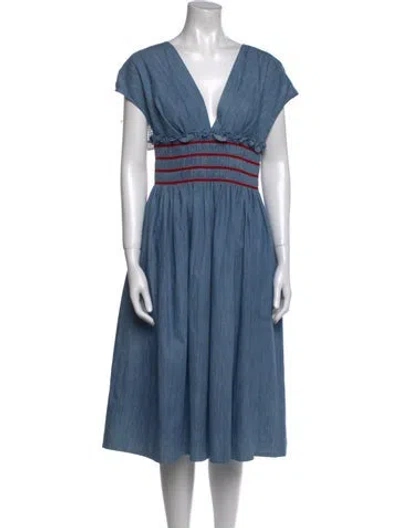 Pre-owned Miu Miu 2017 Midi Length Dress In Blue