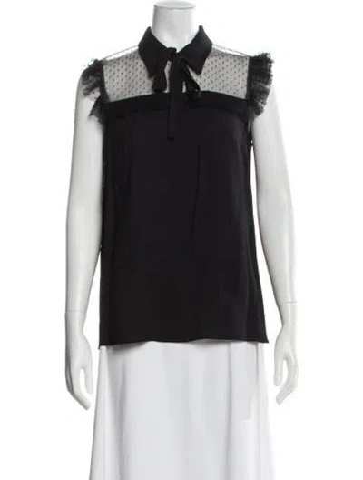 Pre-owned Miu Miu 2017 Polka Dot Print Blouse In Black
