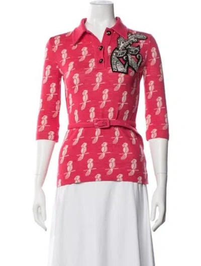 Pre-owned Miu Miu 2017 Printed Sweater In Pink/white