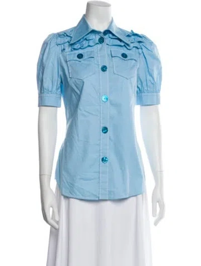 Pre-owned Miu Miu 2017 Short Sleeve Blouse In Blue