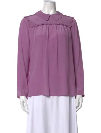 Pre-owned Miu Miu 2017 Silk Blouse W/ Tags In Purple