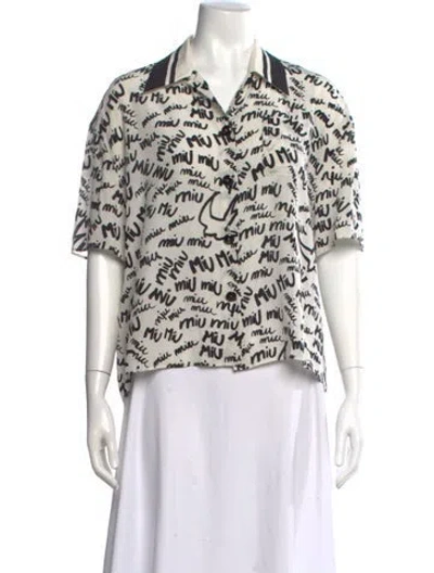 Pre-owned Miu Miu 2017 Silk Button-up Top In Black