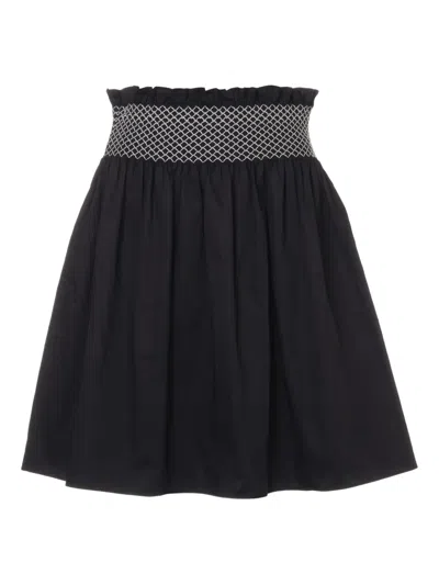 Pre-owned Miu Miu 2017 Smocked-waist Skirt In Black