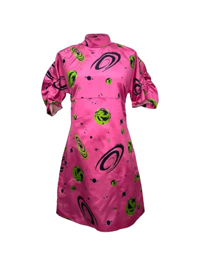 Pre-owned Miu Miu 2017 Space Print Dress In Pink