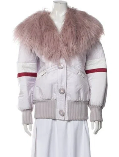 Pre-owned Miu Miu 2017 Striped Down Coat In Purple