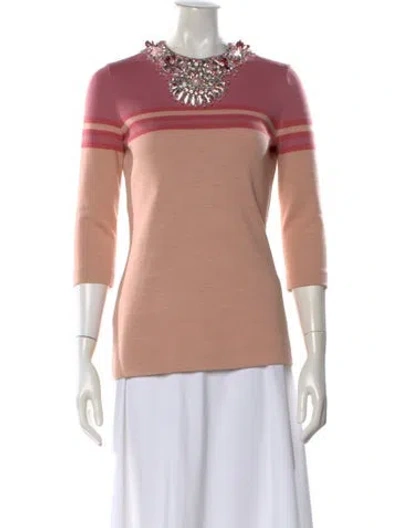 Pre-owned Miu Miu 2017 Striped Sweater In Pink