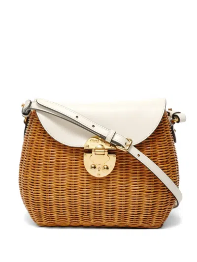 Pre-owned Miu Miu 2018 Basket Shoulder Bag In Brown