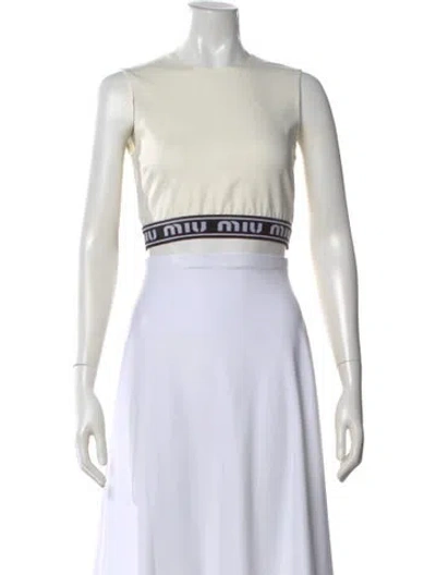 Pre-owned Miu Miu 2018 Cashmere Crop Top In Neutral