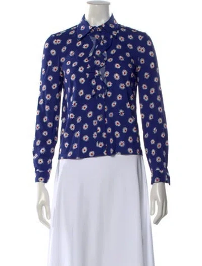 Pre-owned Miu Miu 2018 Floral Print Blouse In Blue