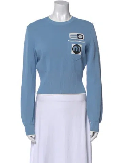 Pre-owned Miu Miu 2018 Graphic Print Sweater In Blue