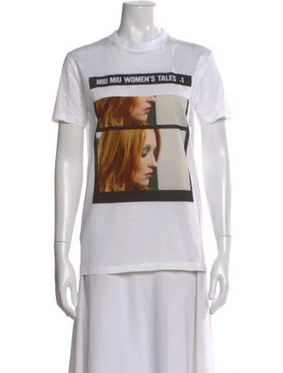 Pre-owned Miu Miu 2018 Graphic Print T-shirt W/ Tags In White