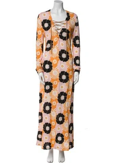 Pre-owned Miu Miu 2018 Long Dress In Orange