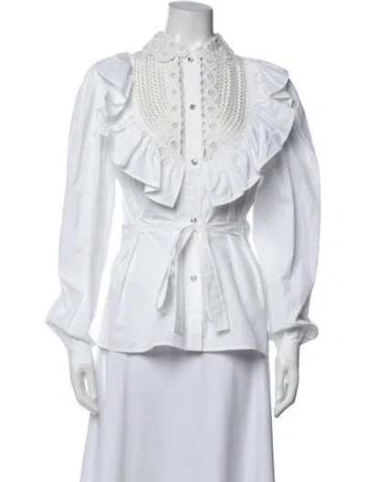 Pre-owned Miu Miu 2018 Long Sleeve Blouse In White