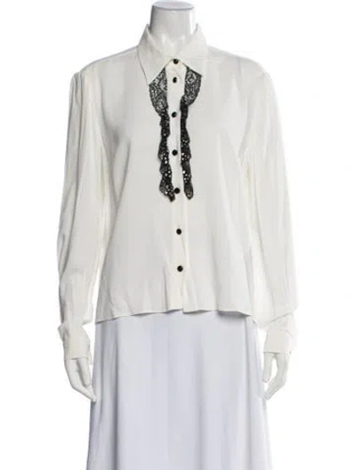 Pre-owned Miu Miu 2018 Long Sleeve Blouse In White