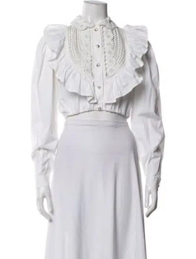 Pre-owned Miu Miu 2018 Long Sleeve Blouse In White