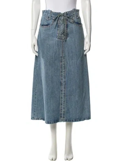 Pre-owned Miu Miu 2018 Midi Length Skirt In Blue