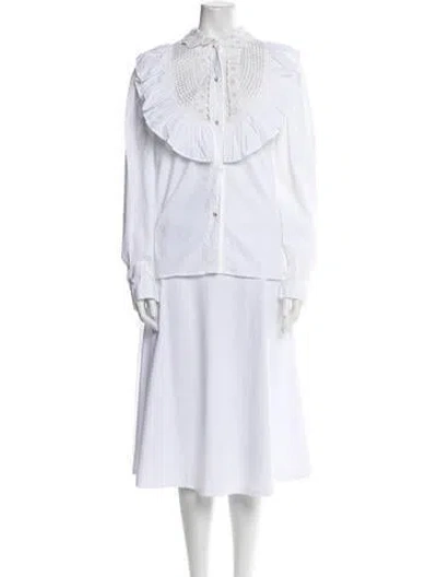 Pre-owned Miu Miu 2018 Mock Neck Tunic In White