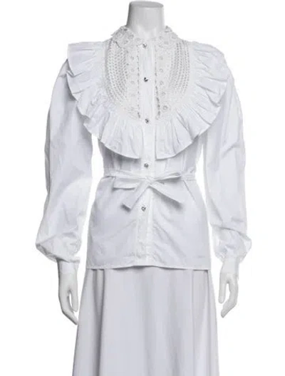 Pre-owned Miu Miu 2018 Mock Neck Tunic In White