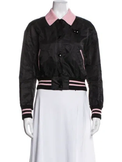 Pre-owned Miu Miu 2018 Nylon Bomber Jacket In Black