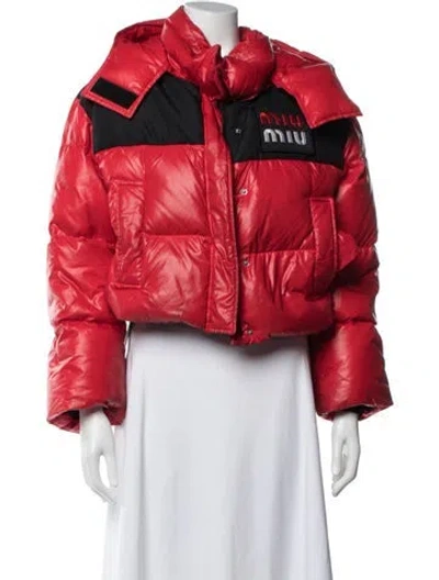 Pre-owned Miu Miu 2018 Nylon Down Jacket In Red