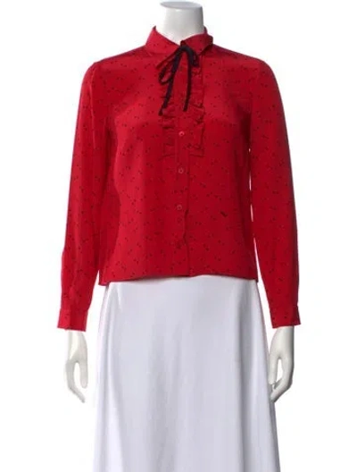Pre-owned Miu Miu 2018 Silk Blouse In Red
