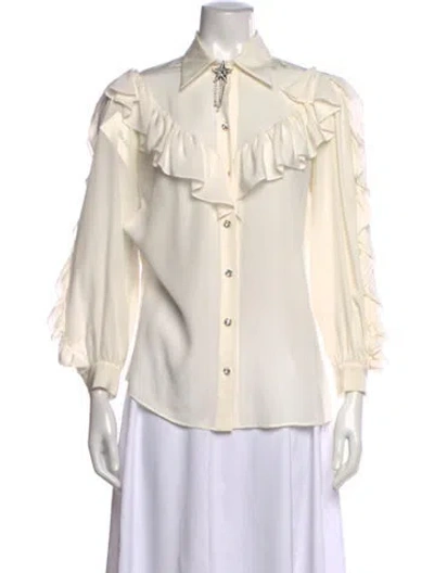 Pre-owned Miu Miu 2018 Silk Blouse In White