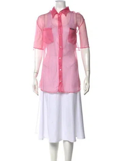 Pre-owned Miu Miu 2018 Silk Button-up Top In Pink