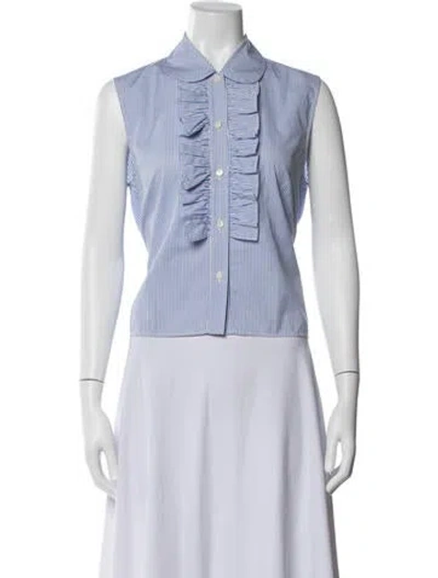 Pre-owned Miu Miu 2018 Striped Blouse In Blue/white