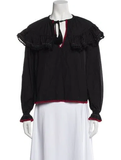 Pre-owned Miu Miu 2018 Tie Neck Blouse In Black