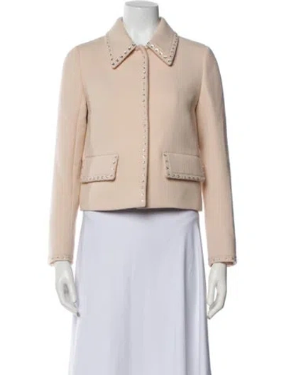 Pre-owned Miu Miu 2018 Virgin Wool Biker Jacket In Neutral