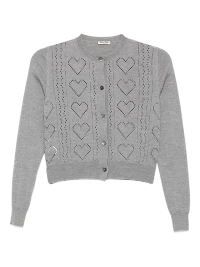 Pre-owned Miu Miu 2018 Wool Cardigan In Gray