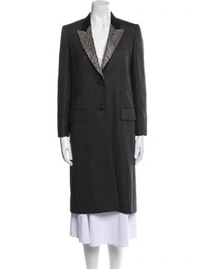 Pre-owned Miu Miu 2019 Crystal Embellishments Coat In Gray