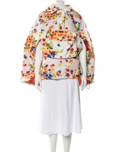 Pre-owned Miu Miu 2019 Floral Print Cape In White