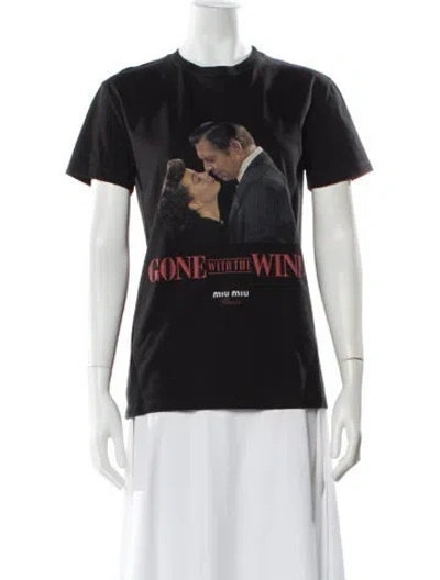 Pre-owned Miu Miu 2019 Graphic Print T-shirt In Black