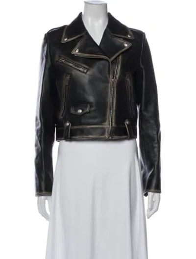 Pre-owned Miu Miu 2019 Leather Biker Jacket In Black