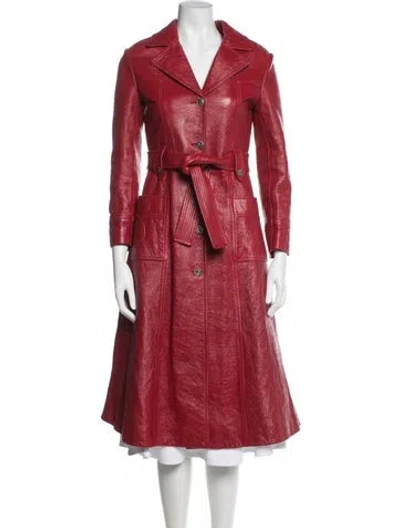Pre-owned Miu Miu 2019 Leather Trench Coat In Red