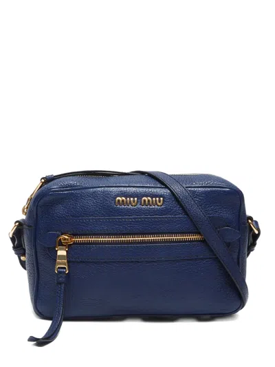 Pre-owned Miu Miu 2019 Logo Shoulder Bag In Blue
